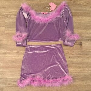 Sugar Thrillz Lavender Feather Trim Skirt